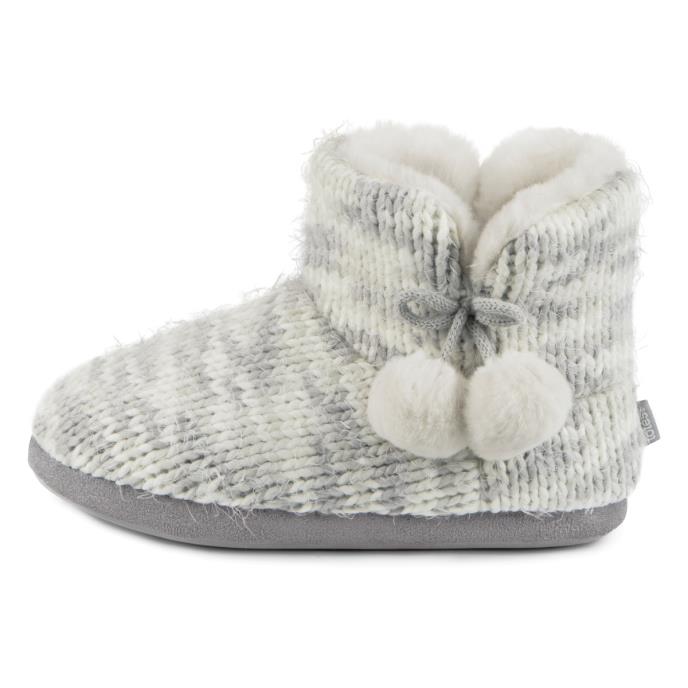 totes toasties® Ladies Space Dye Knitted Boot Slippers Grey Extra Image 4